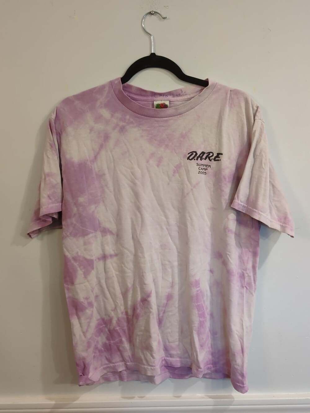 Fruit of the Loom D.A.R.E. Summer Camp 2005 Tie Dye T-Shirt Size L Y2K vintage